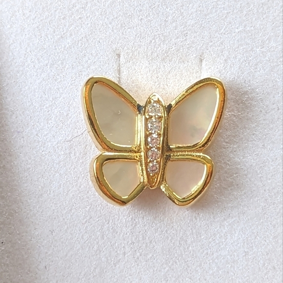 Harper Grace Mother of Pearl 18KT Gold Sterling Silver Butterfly Earring Set NWT - Picture 3 of 6